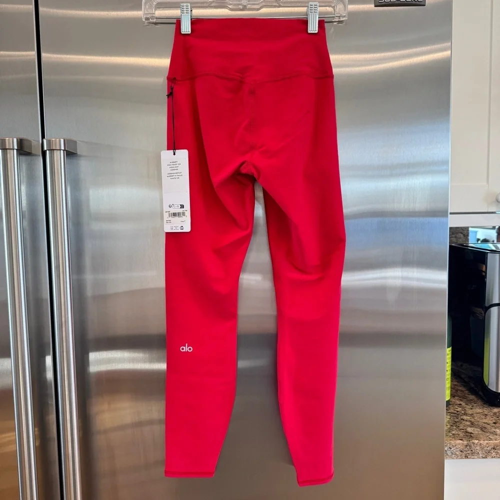 NWT Alo Bold Red Alosoft Leggings High Waisted 7/8 Pants Yoga Workout Brand New